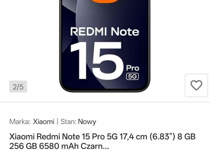 Grajewo ogłoszenia: Witam sprzedam nowy telefon Xaoimi redmi note 15 pro 5G 8/256 GB...